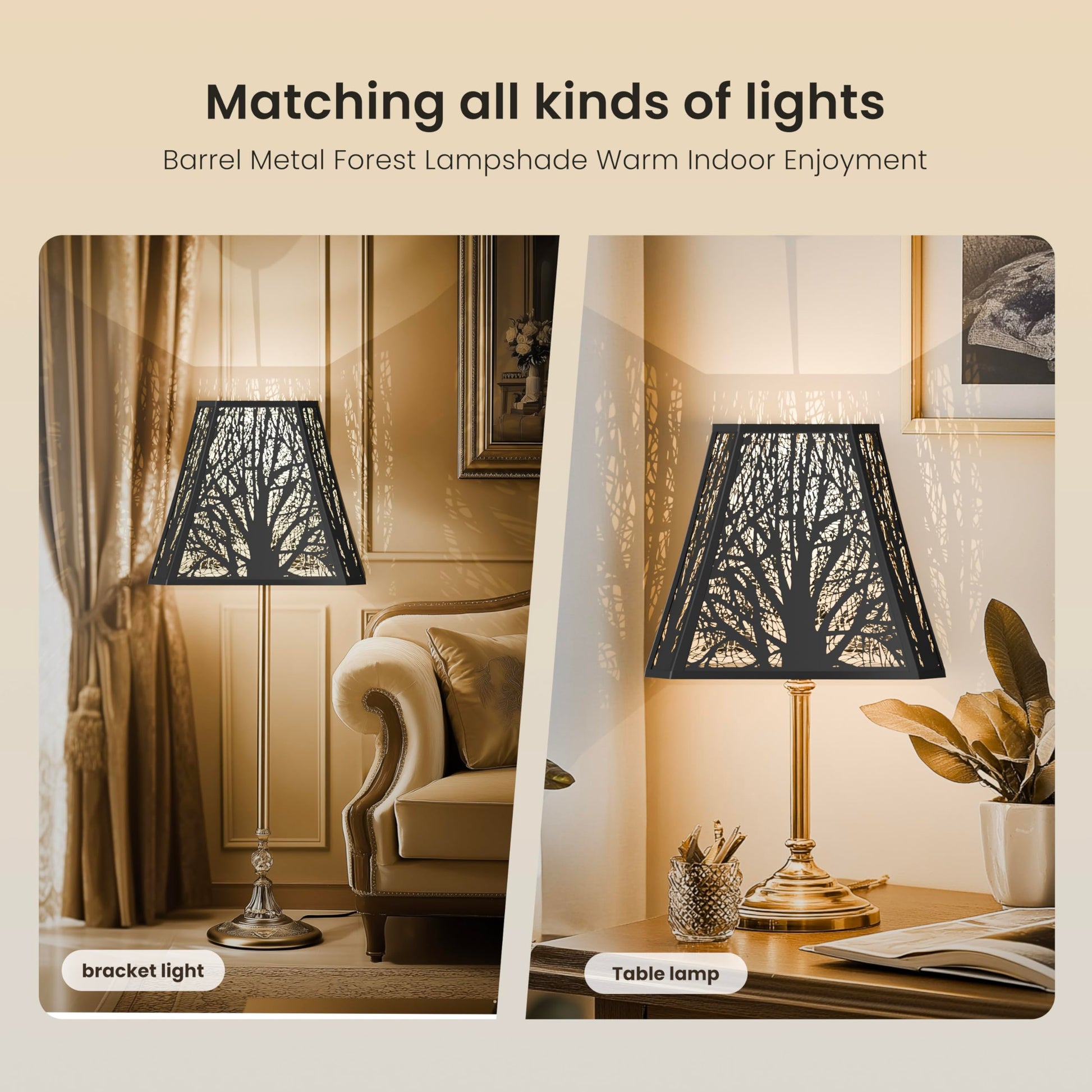 Etched Forest Bell Metal Lampshade