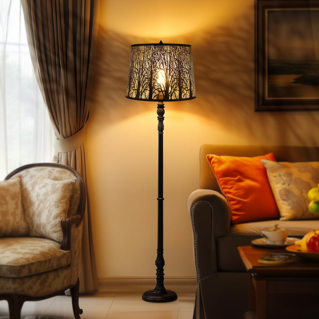 Stainless Steel Drum Lampshade | Etched Forest Design