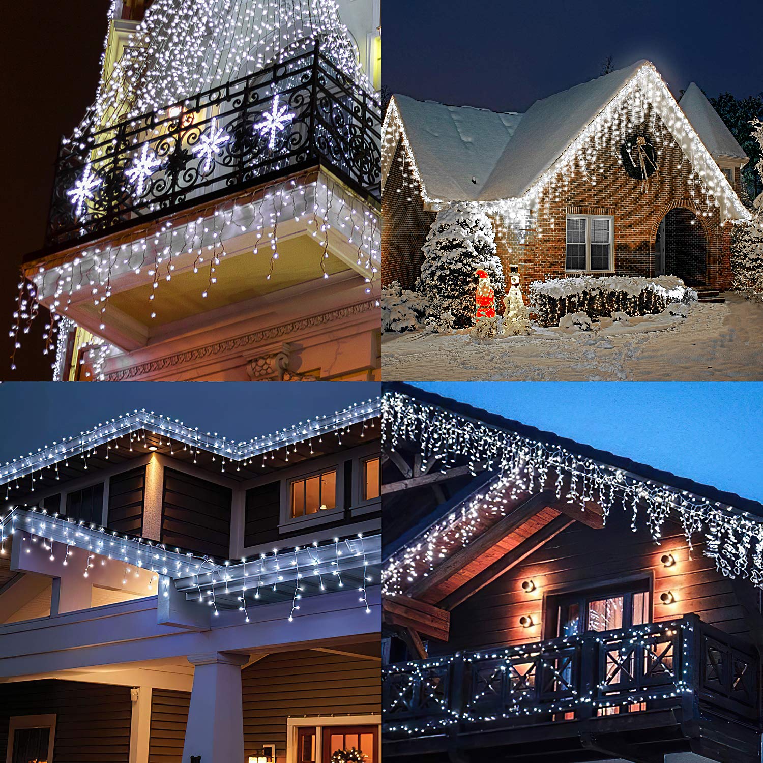 LED Icicle Lights, 98.4 ft 1216 LED 8 Modes Curtain Fairy String Lights, Warm White, Indoor Outdoor Decor for Christmas Halloween Thanksgiving Easter Wedding Party Gazebo-WHITE