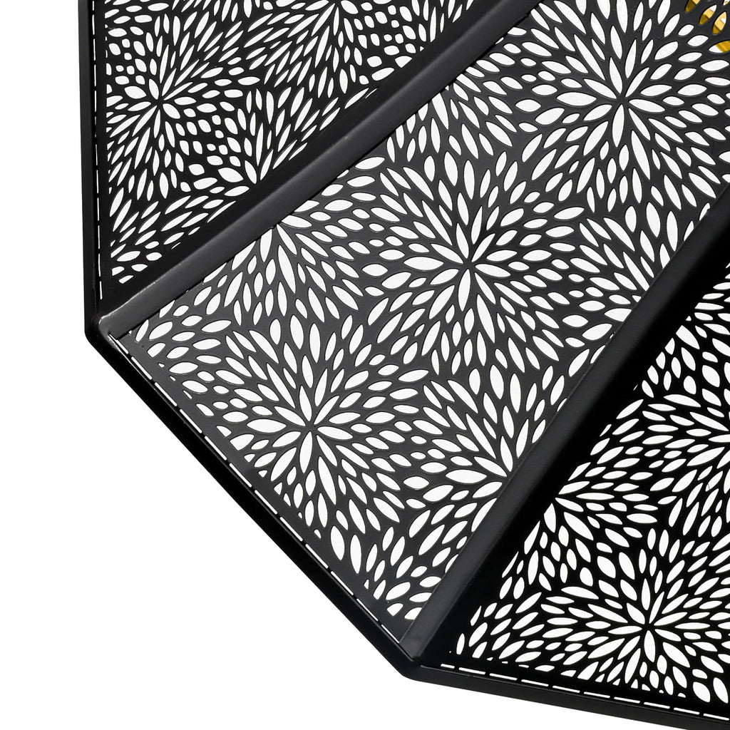Octagonal Metal Lampshade | Etched Chrysanthemum Design