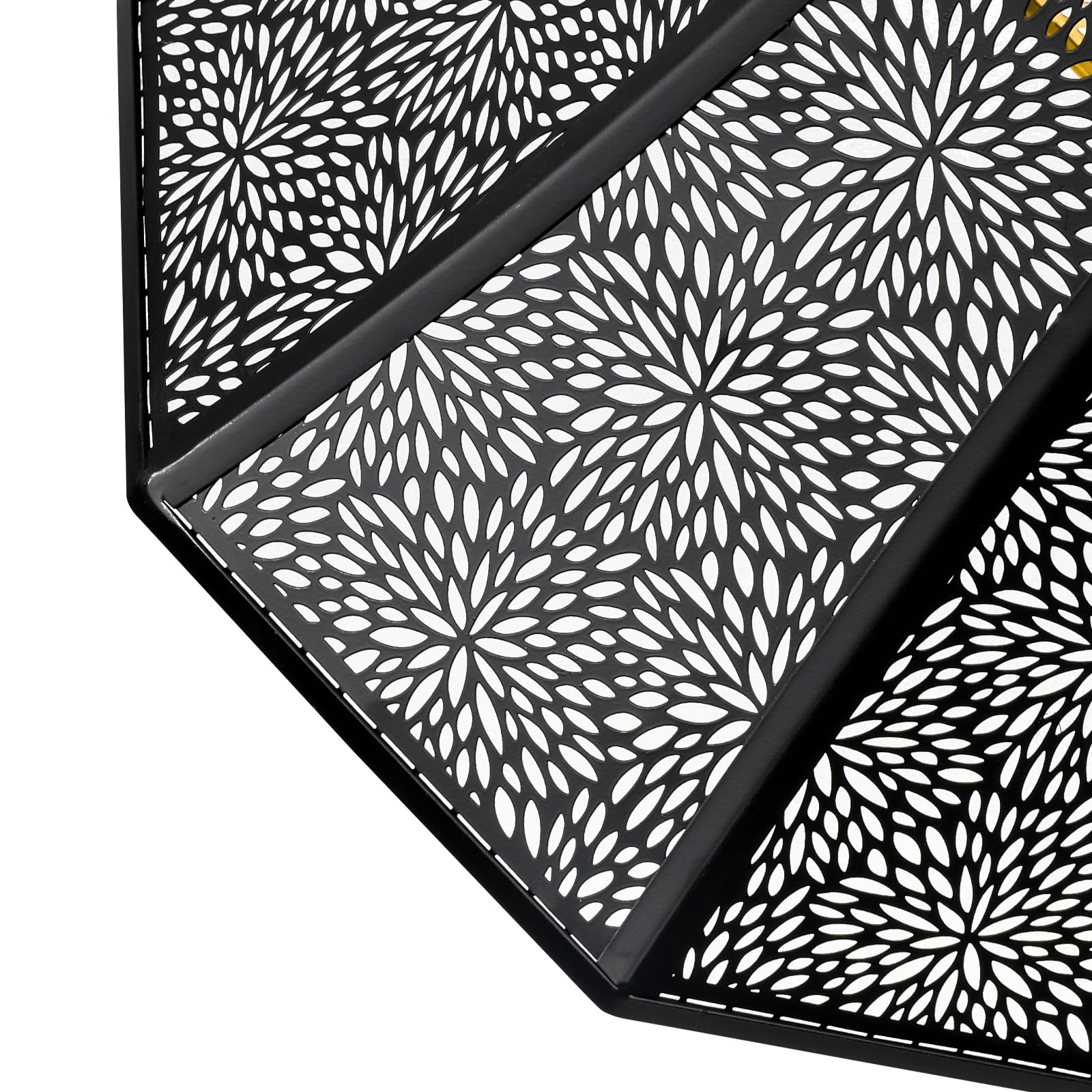 Octagonal Metal Lampshade | Etched Chrysanthemum Design