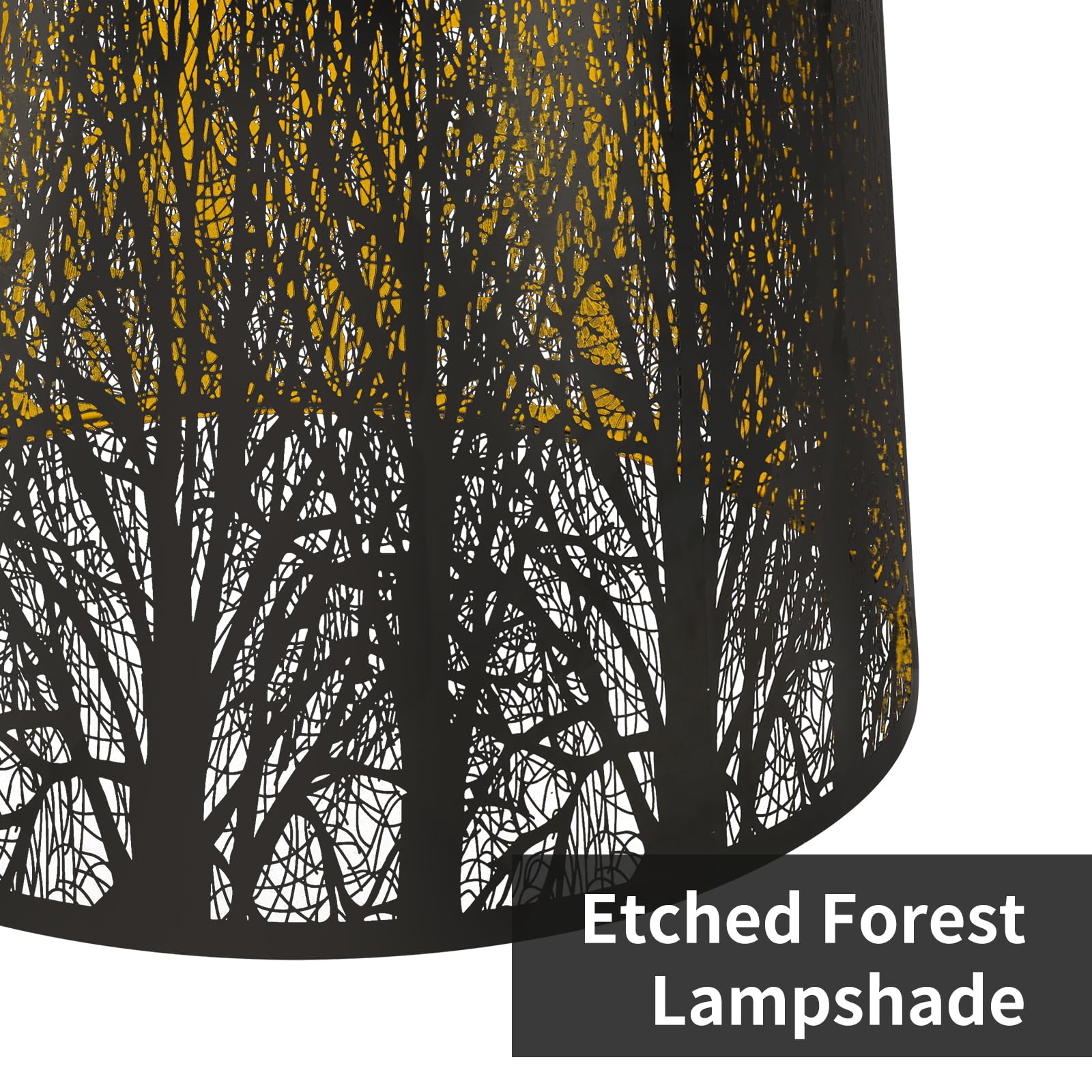 Large Drum Lampshade | Modern Metal Forest Mirror Effect