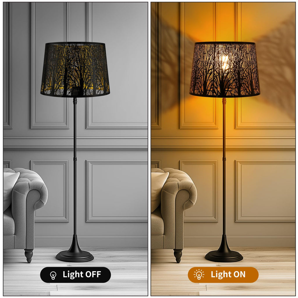 Large Drum Lampshade | Modern Metal Forest Mirror Effect