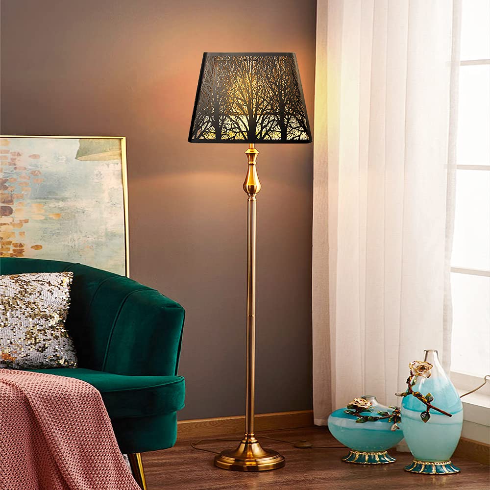 Medium Square Metal Lampshade | Tree Pattern Design