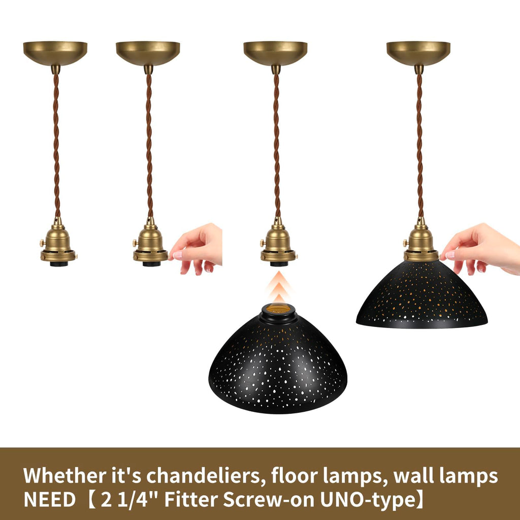 Torchiere Lamp Shade | Etched Stars Design with Screw-On Fitter