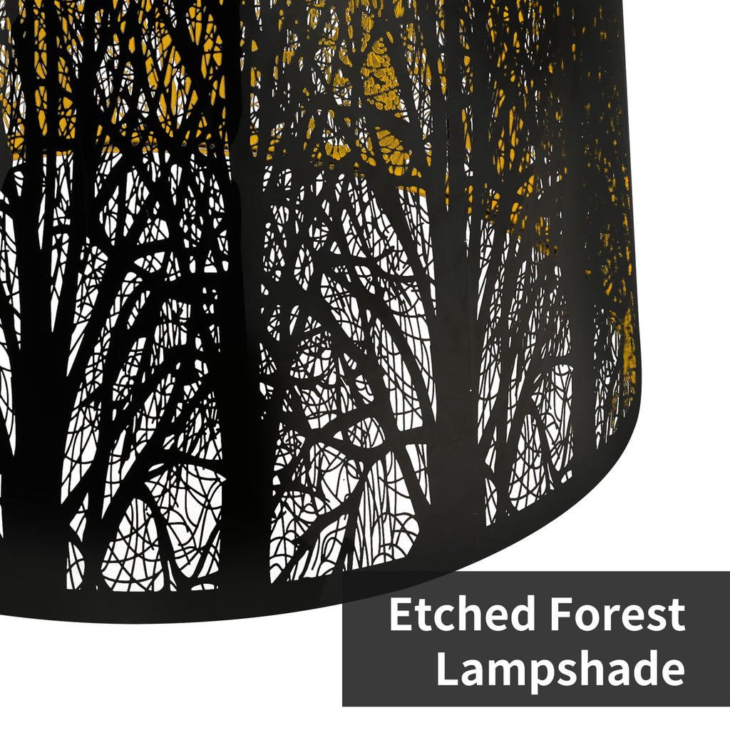 Stainless Steel Drum Lampshade | Etched Forest Design