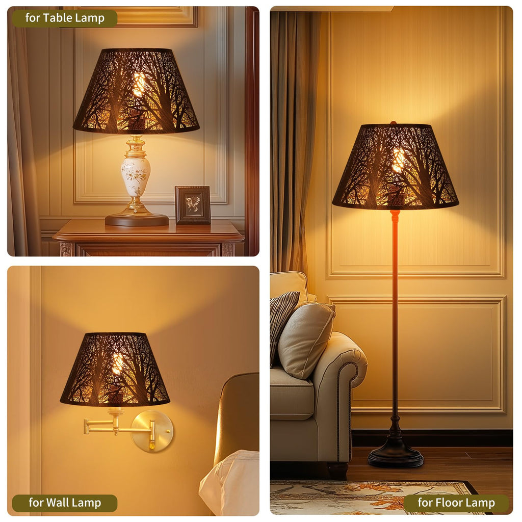 Bronze Gold Tree Pattern Barrel Lampshade – 7×13×7.8 Inch