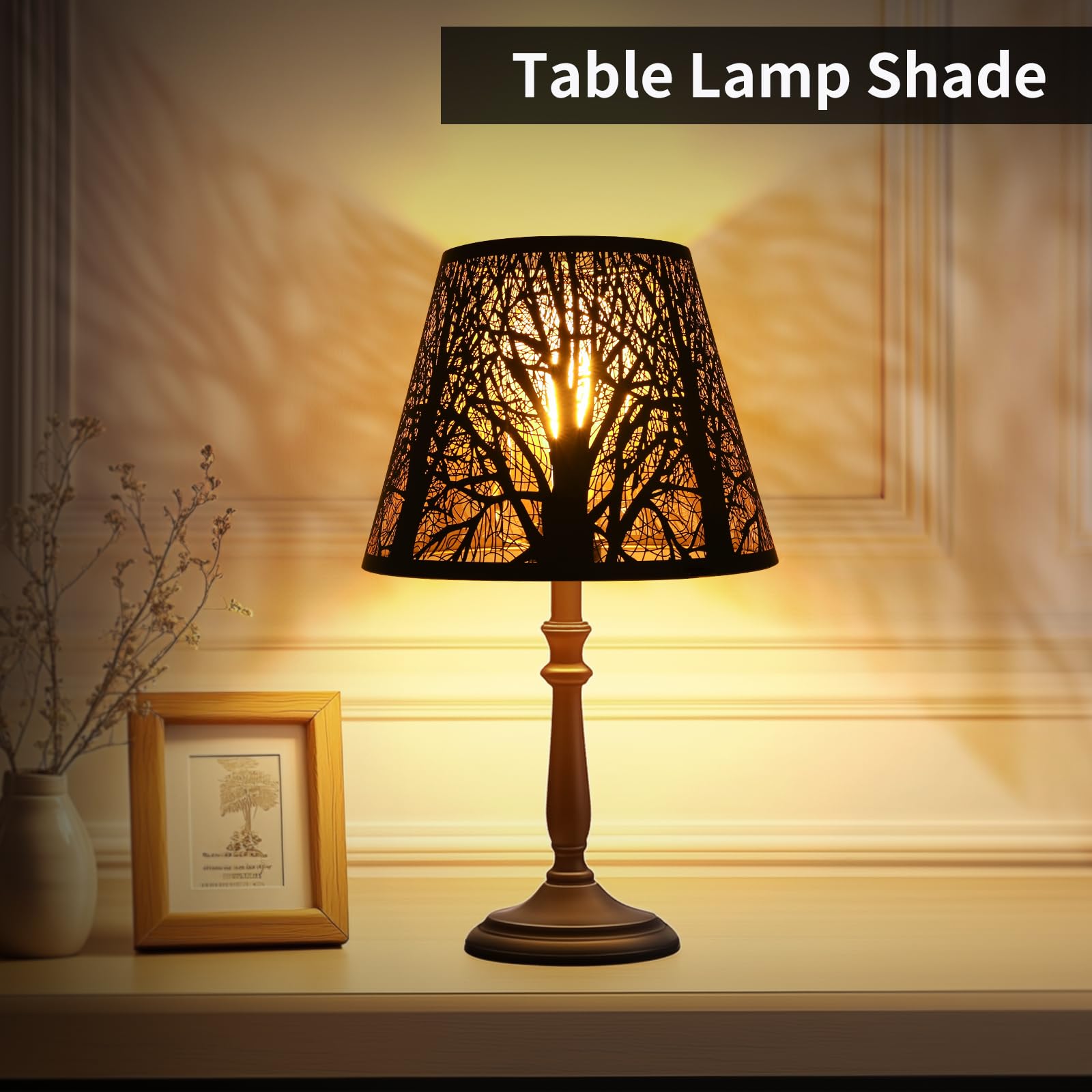Barrel Tree Etched Metal Lampshade – 6×10×7.5 Inch