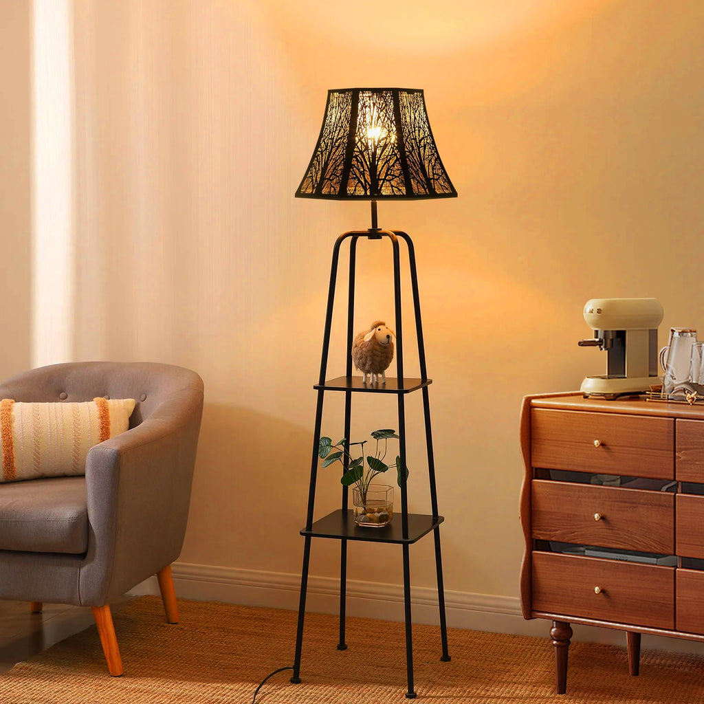 Octagonal Metal Lampshade | Etched Forest Design