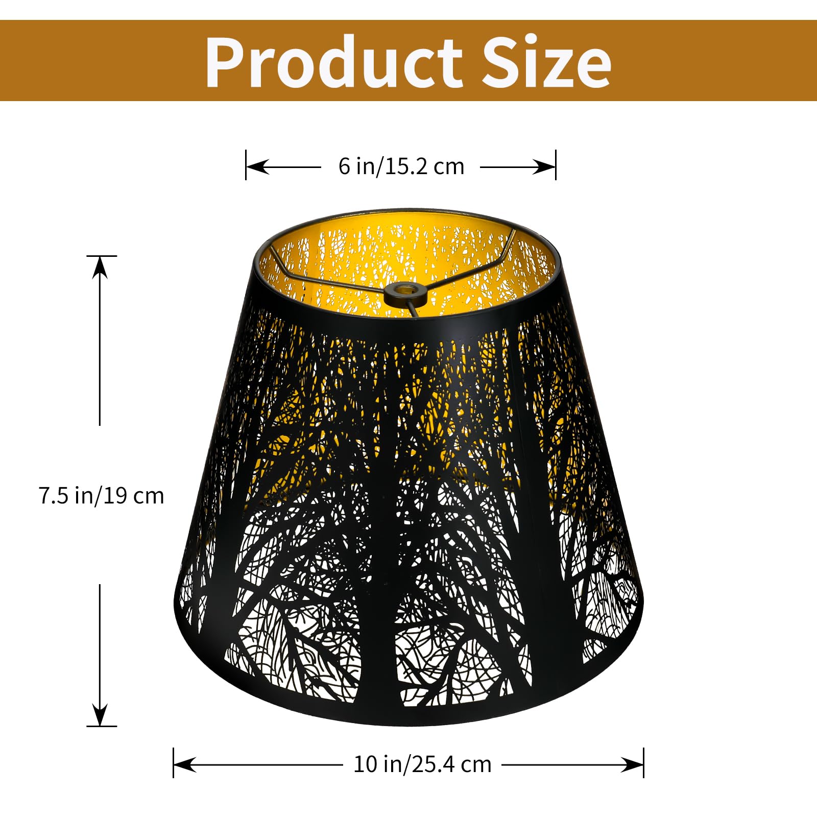 Barrel Tree Etched Metal Lampshade – 6×10×7.5 Inch