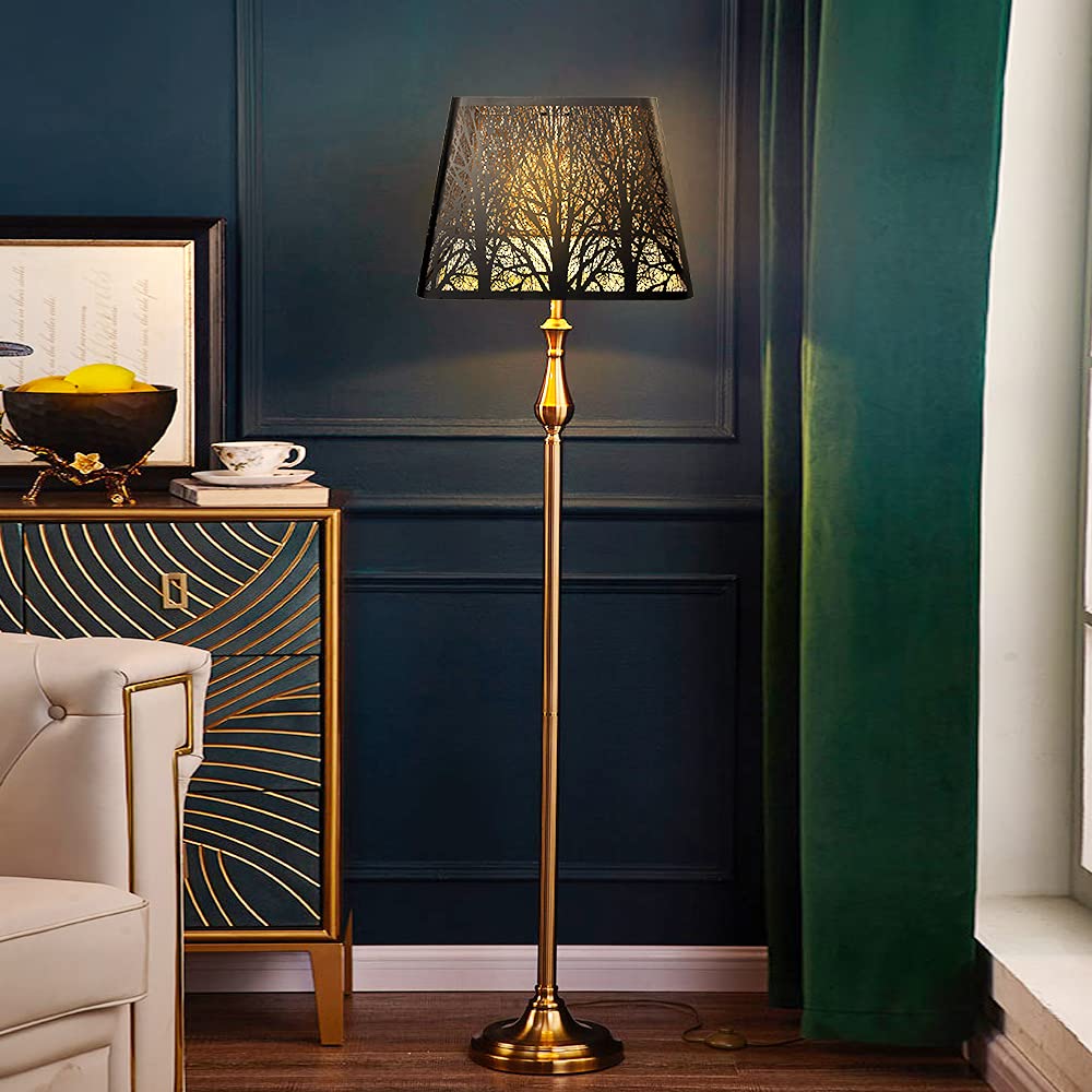 Medium Square Metal Lampshade | Tree Pattern Design