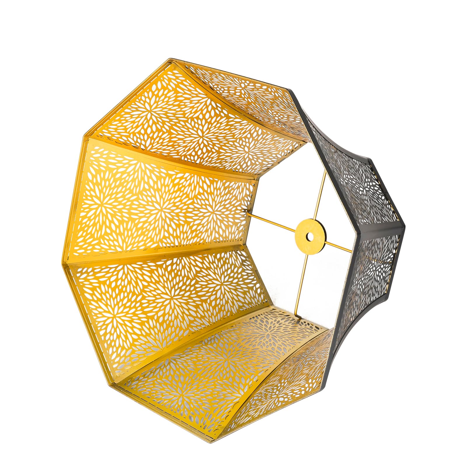 Octagonal Metal Lampshade | Etched Chrysanthemum Design