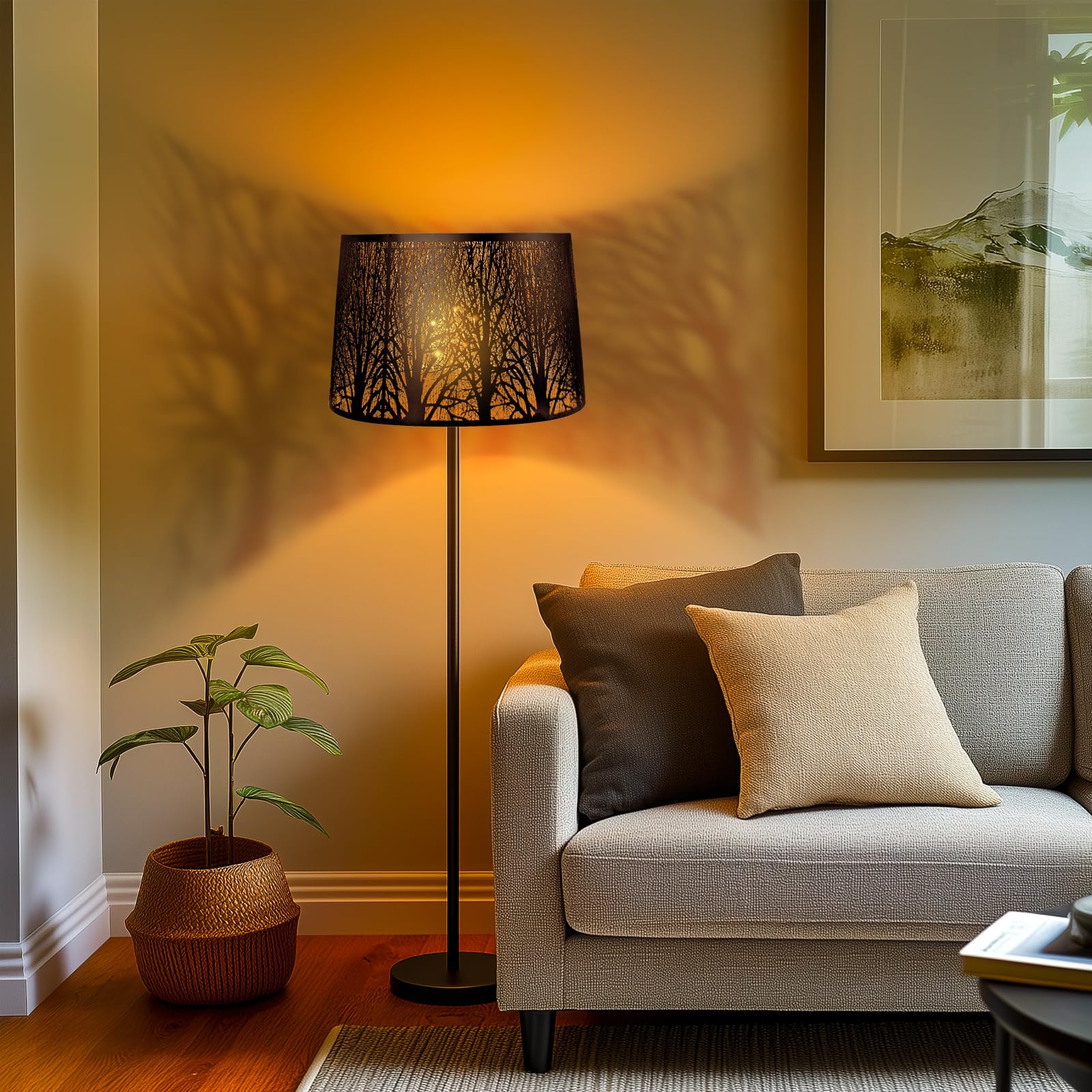Metal Etched Tree Pattern Drum Lampshade – 12×14×10 Inch | Spider Fitter