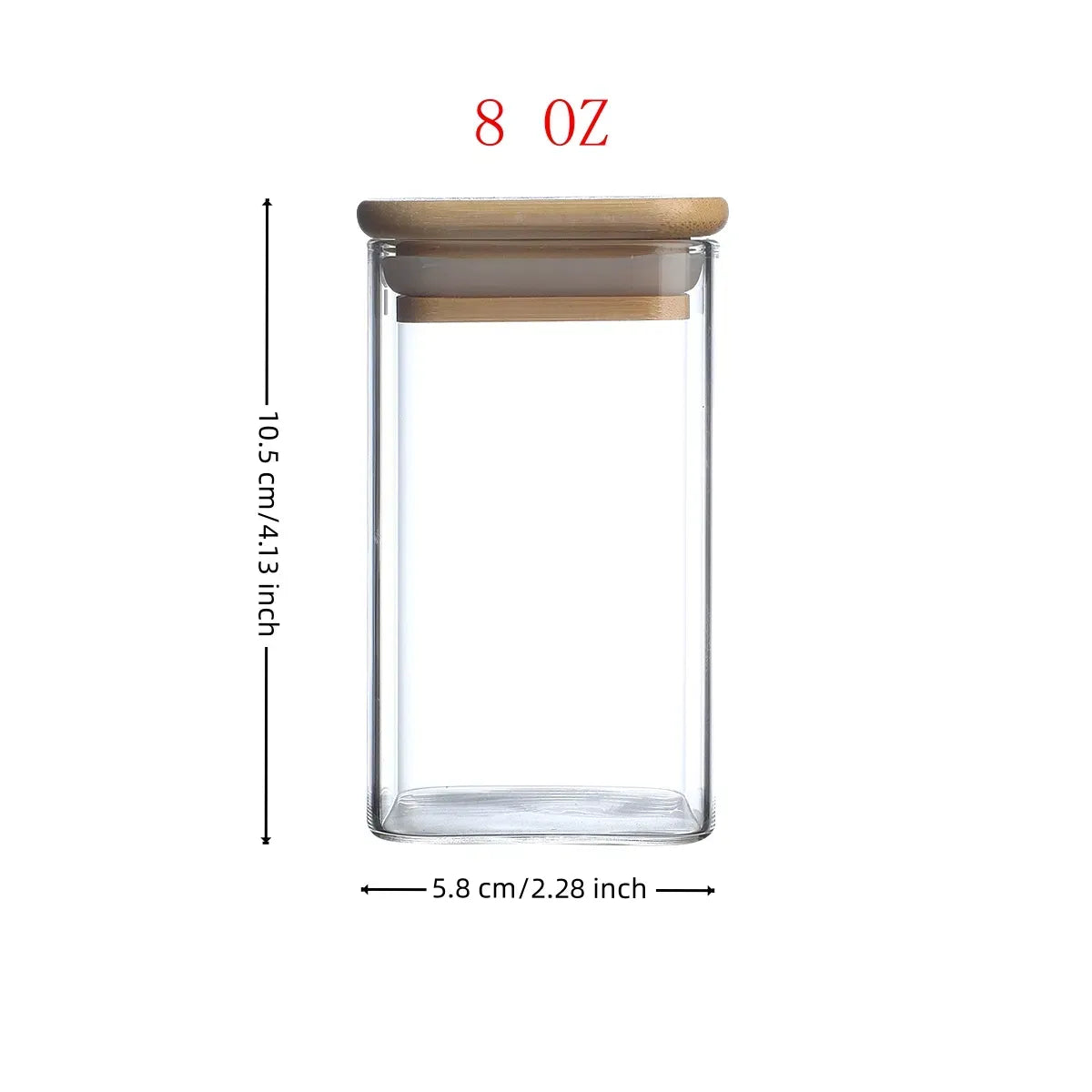 AEELLEEA 8oz Square Glass Spice Jars, Airtight Bamboo Lid Seasoning Containers with Preprinted Labels for Kitchen Storage