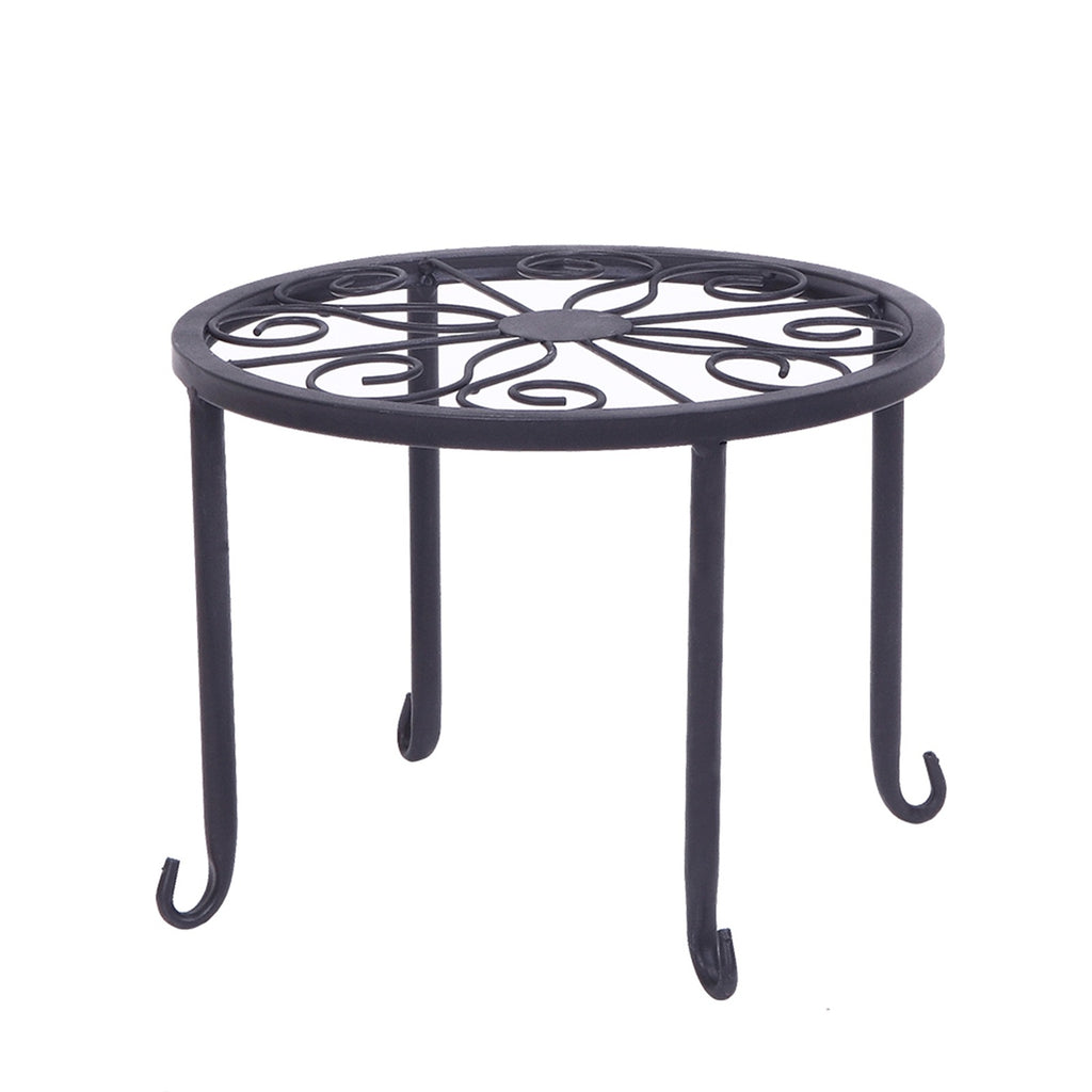 AEELLEEA 4 Pack Metal Plant Stands Indoor Outdoor, Black Wrought Iron Flower Pot Holders, Rustproof Round Plant Rack for Patio Garden Balcony