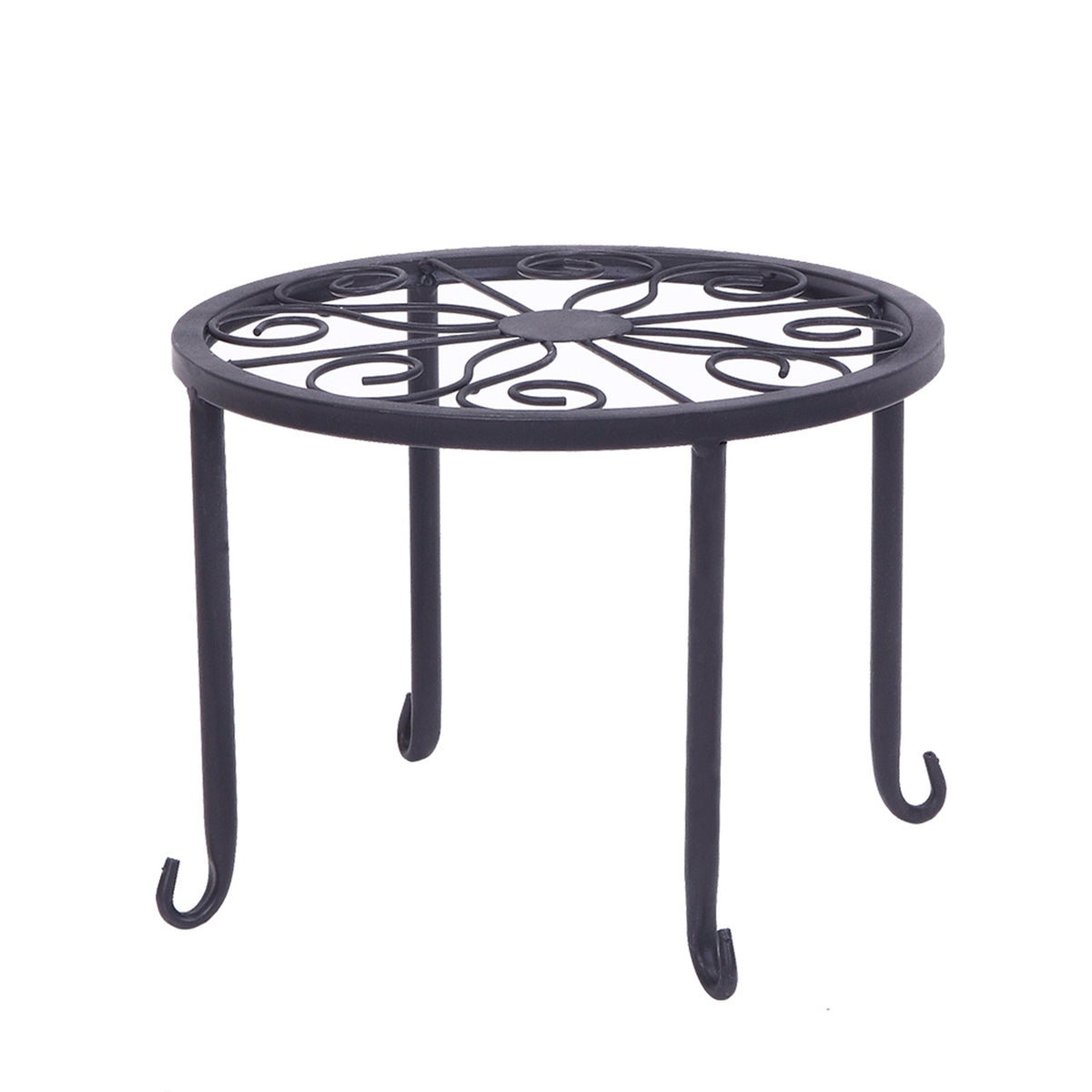 AEELLEEA 4 Pack Metal Plant Stands Indoor Outdoor, Black Wrought Iron Flower Pot Holders, Rustproof Round Plant Rack for Patio Garden Balcony