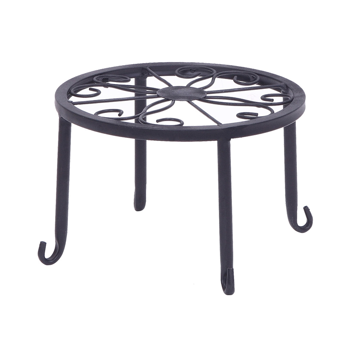 AEELLEEA 4 Pack Metal Plant Stands Indoor Outdoor, Black Wrought Iron Flower Pot Holders, Rustproof Round Plant Rack for Patio Garden Balcony