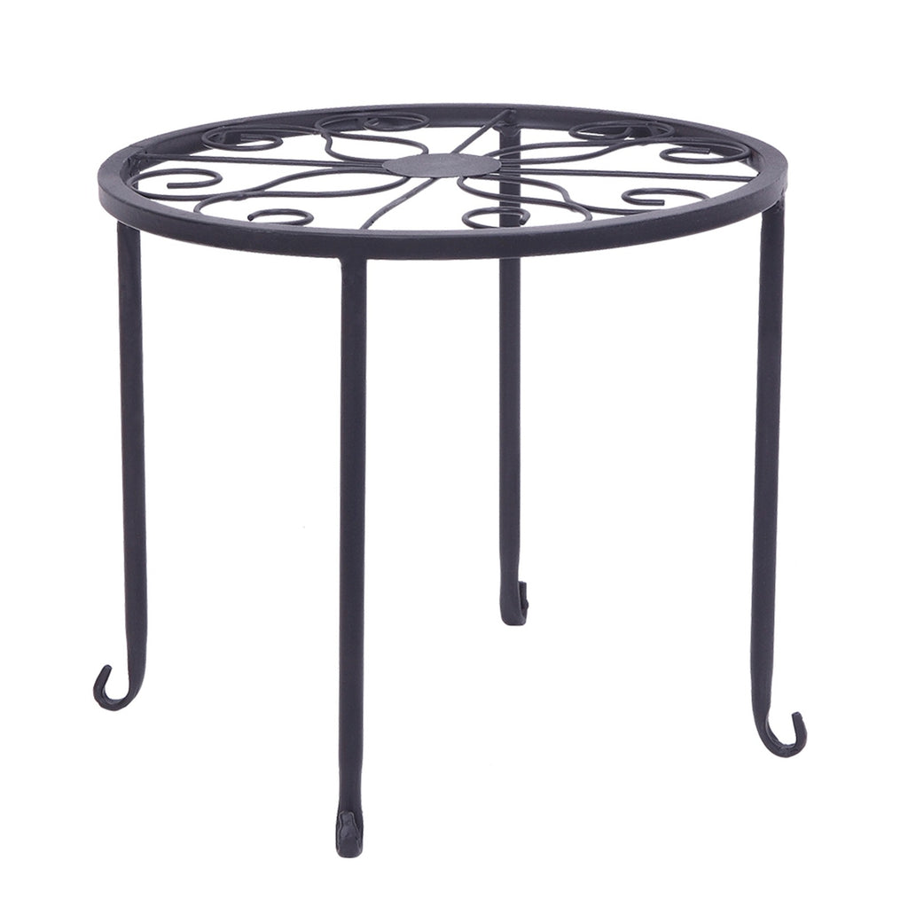AEELLEEA 4 Pack Metal Plant Stands Indoor Outdoor, Black Wrought Iron Flower Pot Holders, Rustproof Round Plant Rack for Patio Garden Balcony