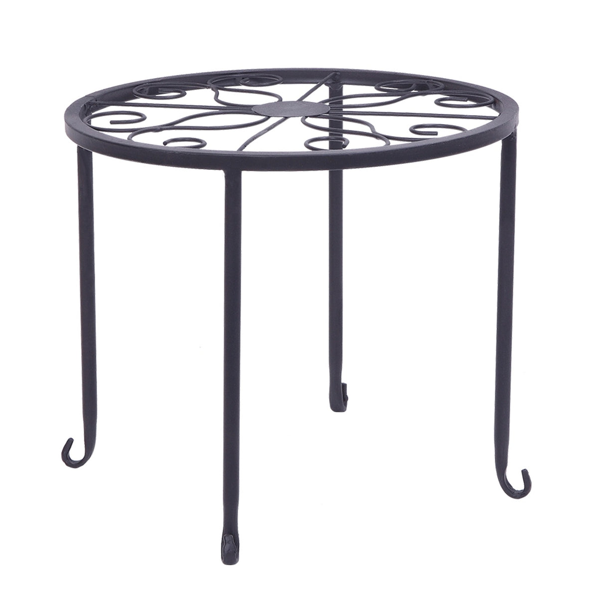 AEELLEEA 4 Pack Metal Plant Stands Indoor Outdoor, Black Wrought Iron Flower Pot Holders, Rustproof Round Plant Rack for Patio Garden Balcony