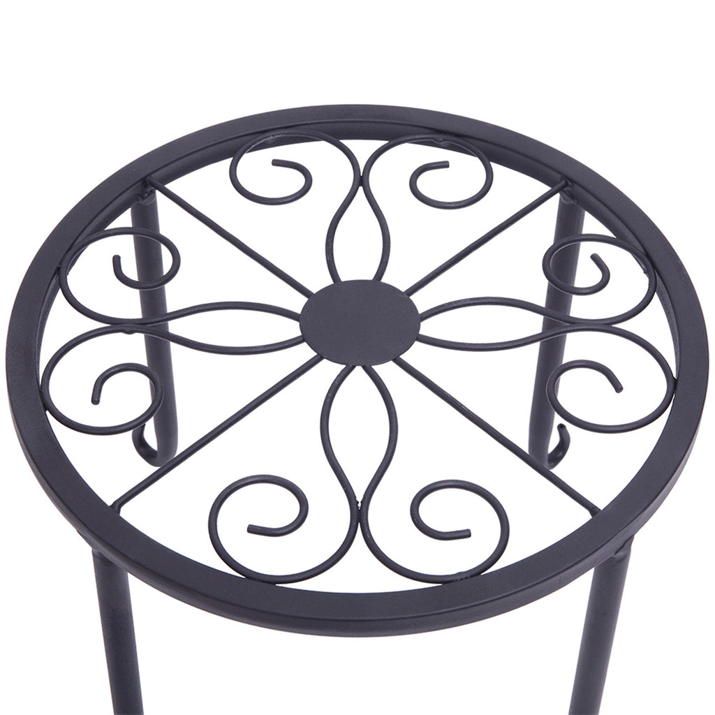 AEELLEEA 4 Pack Metal Plant Stands Indoor Outdoor, Black Wrought Iron Flower Pot Holders, Rustproof Round Plant Rack for Patio Garden Balcony