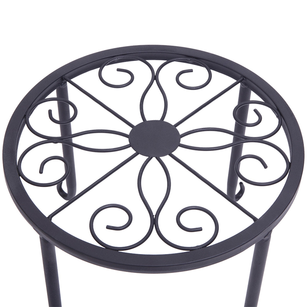 AEELLEEA 4 Pack Metal Plant Stands Indoor Outdoor, Black Wrought Iron Flower Pot Holders, Rustproof Round Plant Rack for Patio Garden Balcony