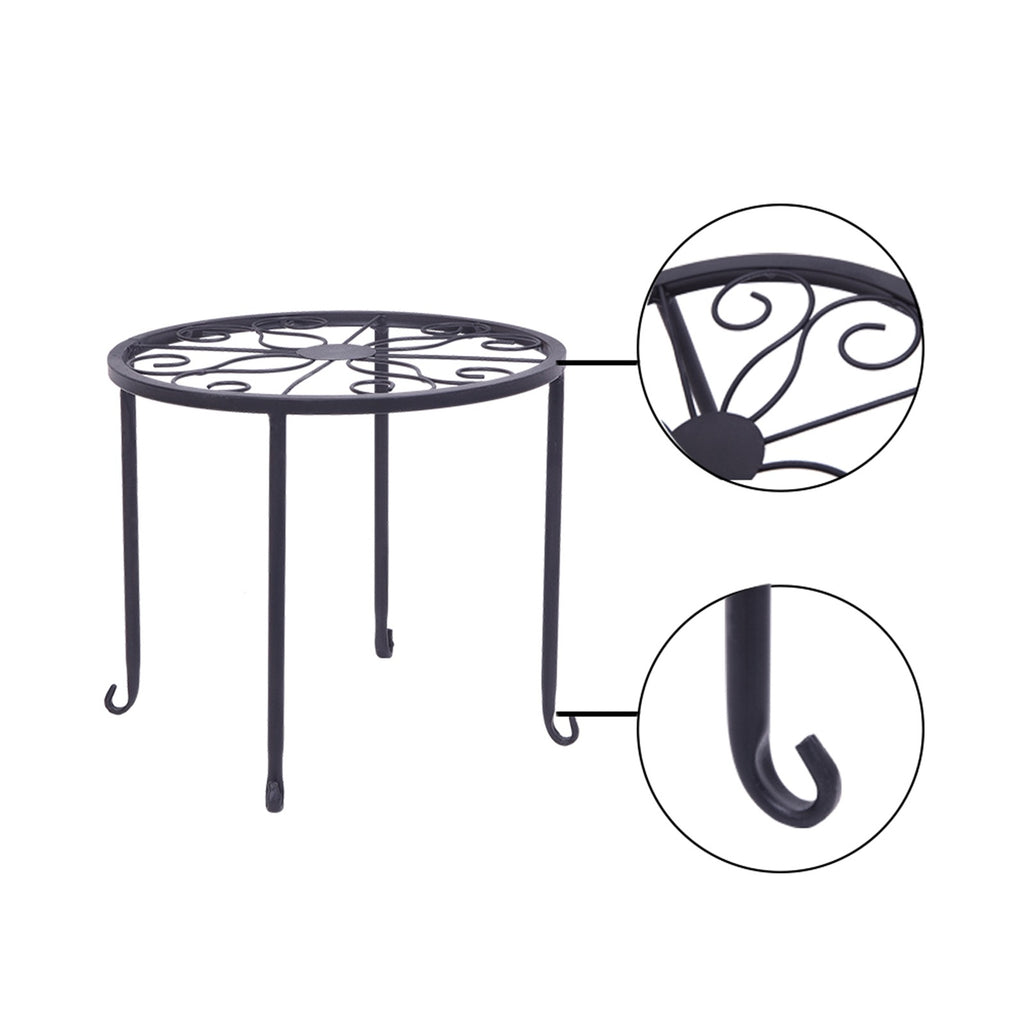 AEELLEEA 4 Pack Metal Plant Stands Indoor Outdoor, Black Wrought Iron Flower Pot Holders, Rustproof Round Plant Rack for Patio Garden Balcony