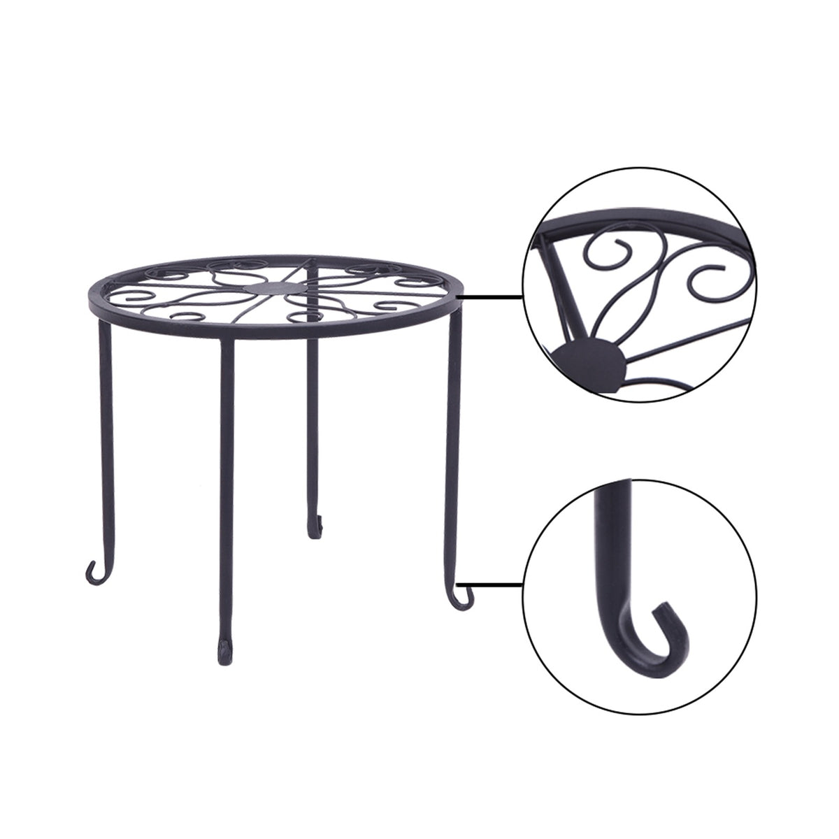 AEELLEEA 4 Pack Metal Plant Stands Indoor Outdoor, Black Wrought Iron Flower Pot Holders, Rustproof Round Plant Rack for Patio Garden Balcony