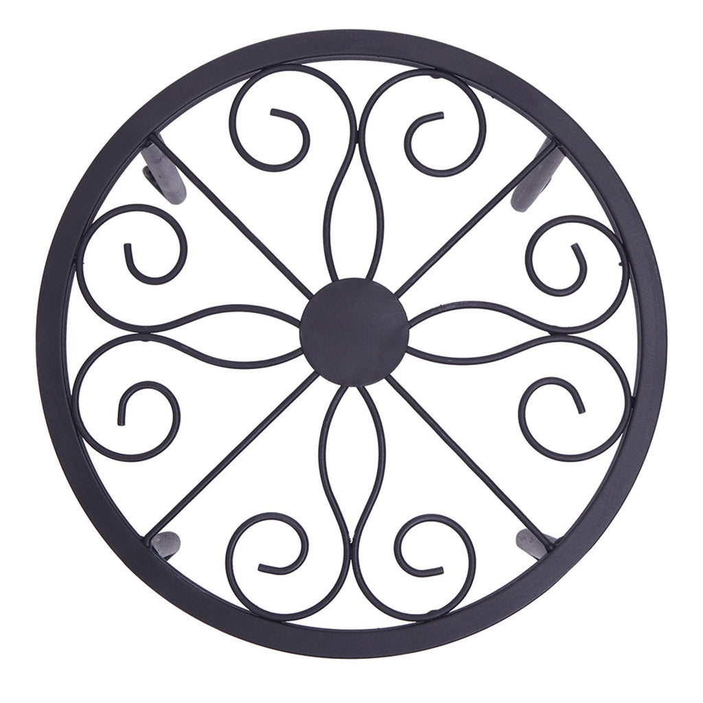 AEELLEEA 4 Pack Metal Plant Stands Indoor Outdoor, Black Wrought Iron Flower Pot Holders, Rustproof Round Plant Rack for Patio Garden Balcony