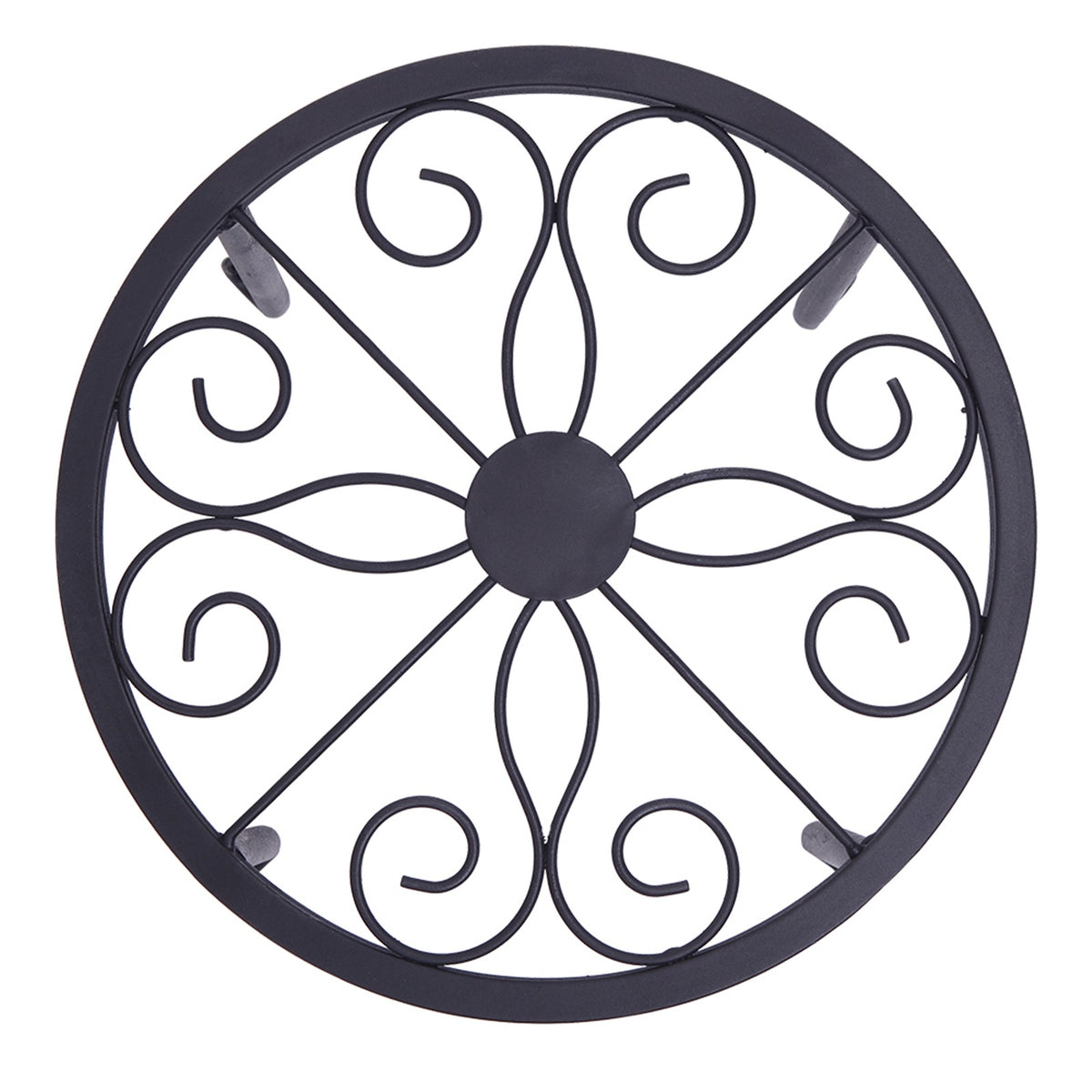 AEELLEEA 4 Pack Metal Plant Stands Indoor Outdoor, Black Wrought Iron Flower Pot Holders, Rustproof Round Plant Rack for Patio Garden Balcony