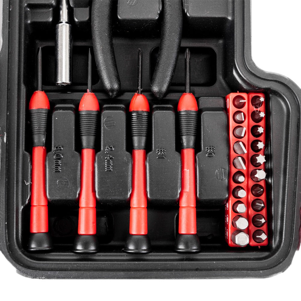 AEELLEEA 39-Piece Home Repair Tool Kit, Household Hand Tool Set with Blow Molded Case, Carbon Steel Hammer Screwdriver Pliers Set for DIY, Red