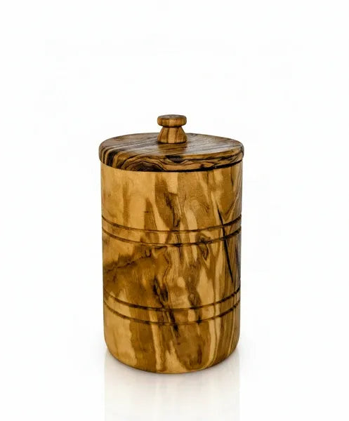 AEELLEEA Olive Wood Airtight Canister with Lid Handmade Wooden Storage Jar for Spices Salt Herbs Kitchen Decor