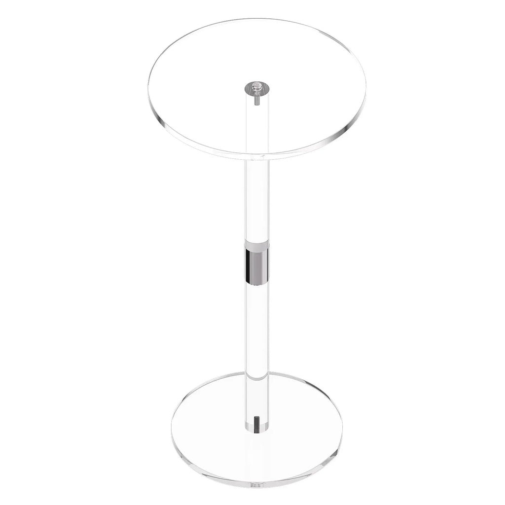 AEELLEEA Clear Acrylic Round Side Table, 21.3 Inch Tall Transparent End Table, Space Saving Accent Nightstand for Sofa Bedroom Bathroom