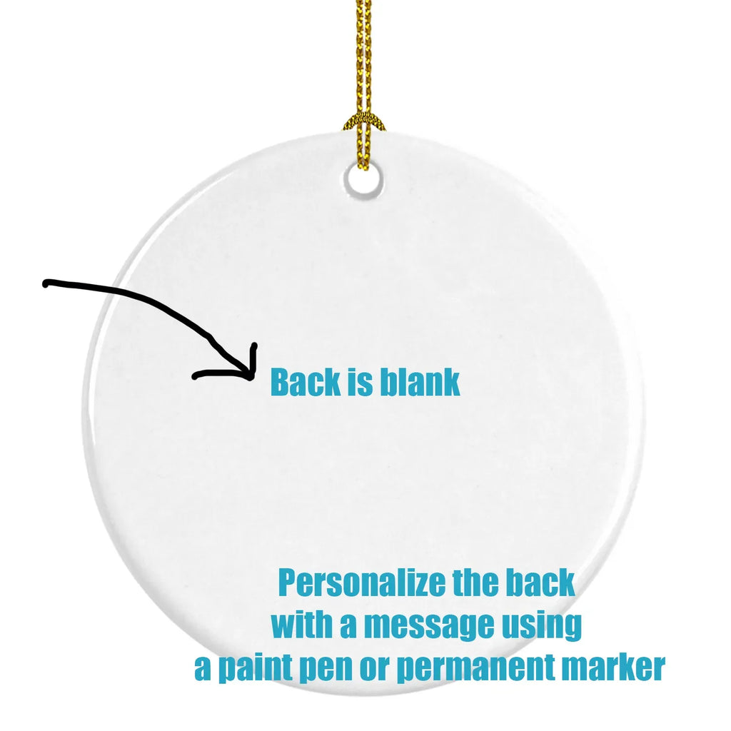 Schnauzer Dog Christmas Ceramic Ornament, Round Xmas Tree Hanging Decor, Blank Back for Custom Handwritten Personalized Notes