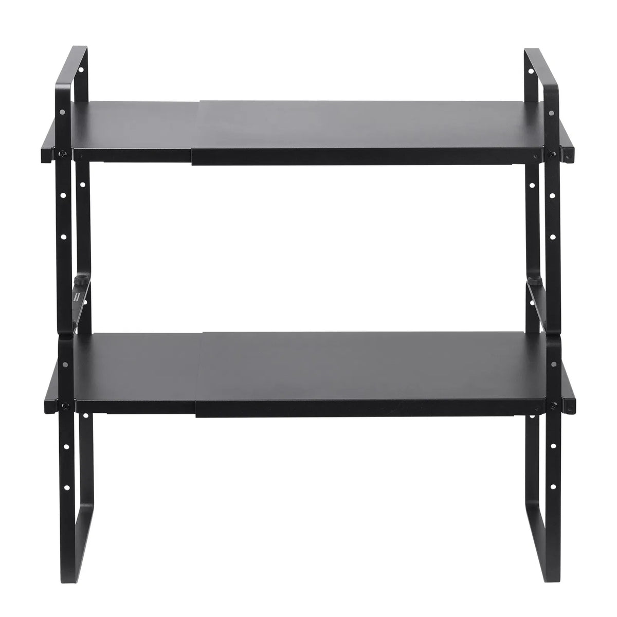 AEELLEEA Adjustable Metal Countertop Storage Shelf, Expandable 16 to 25.6 in Width, Height Adjustable 2 Tier Kitchen Organizer Rack