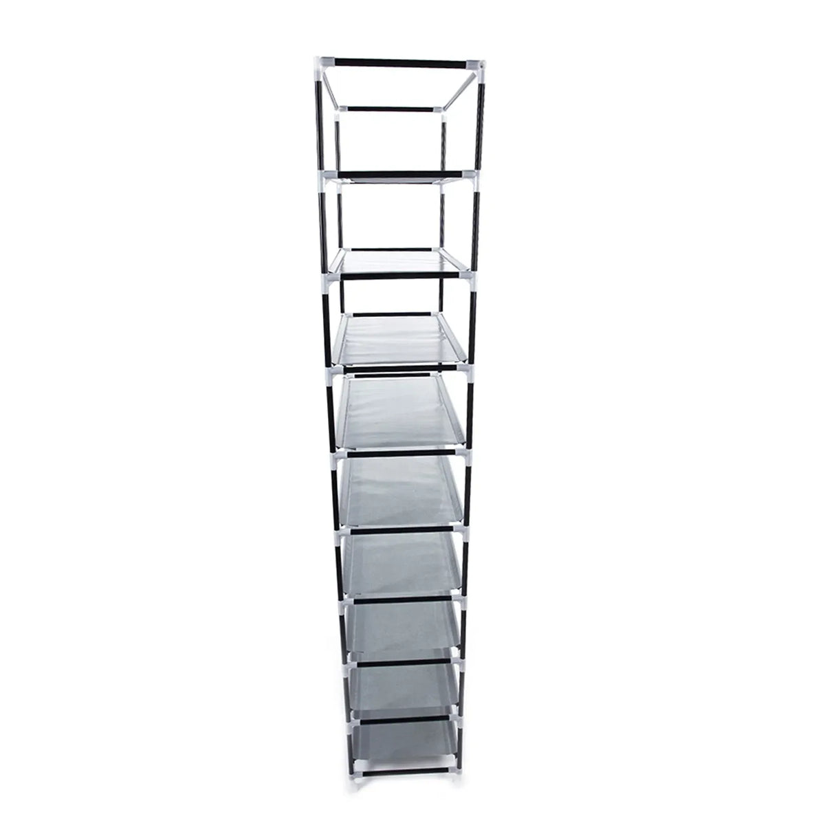 AEELLEEA 10 Tier Fabric Shoe Rack with Dust Cover, Portable Metal Tube Shoe Storage Organizer, Assemble Freestanding Shoe Shelf for Entryway Closet