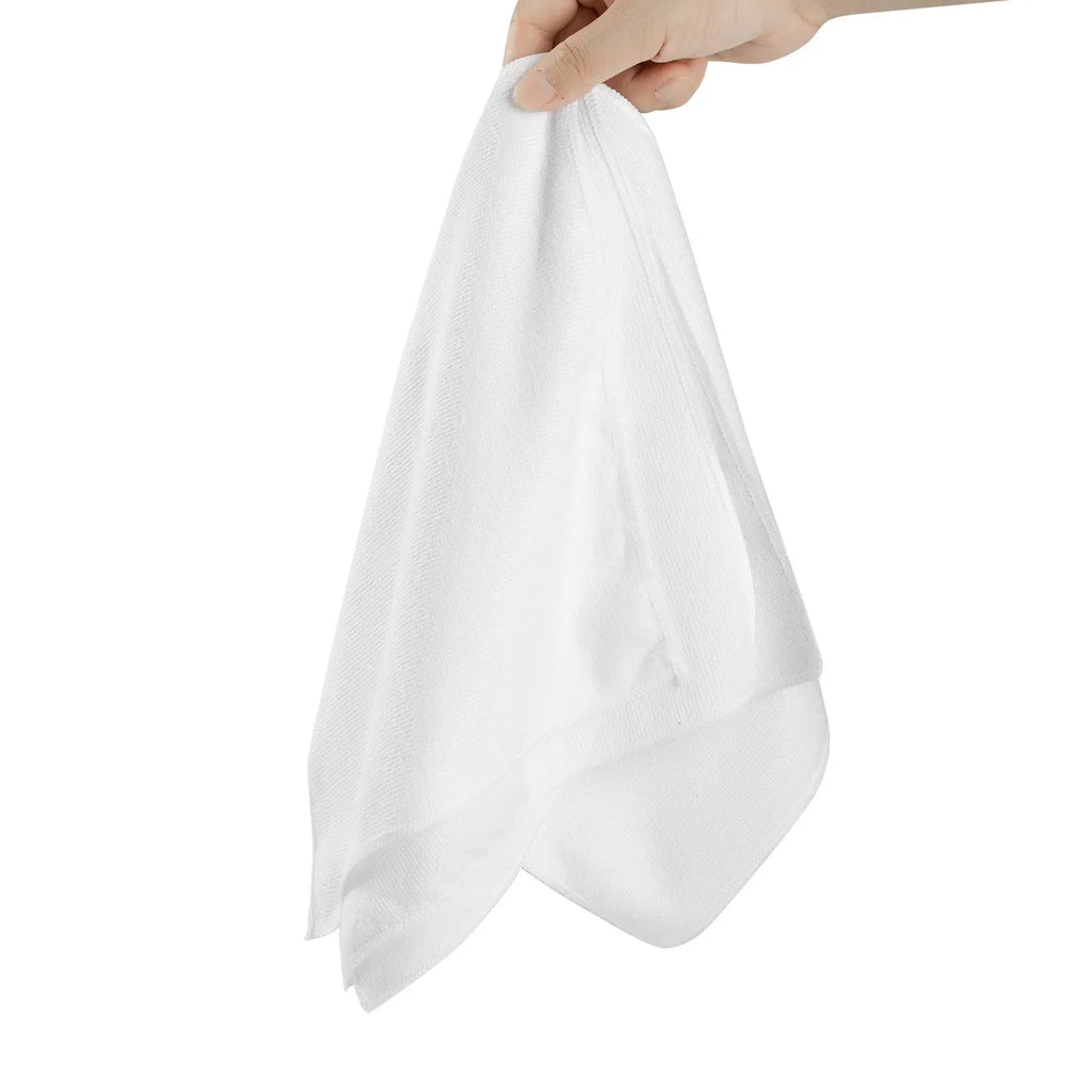 50 Pack Microfiber Cleaning Cloths, 12x12 Inch White Absorbent Towels, Reusable Streak-Free Rags for Kitchen Car Window Bathroom