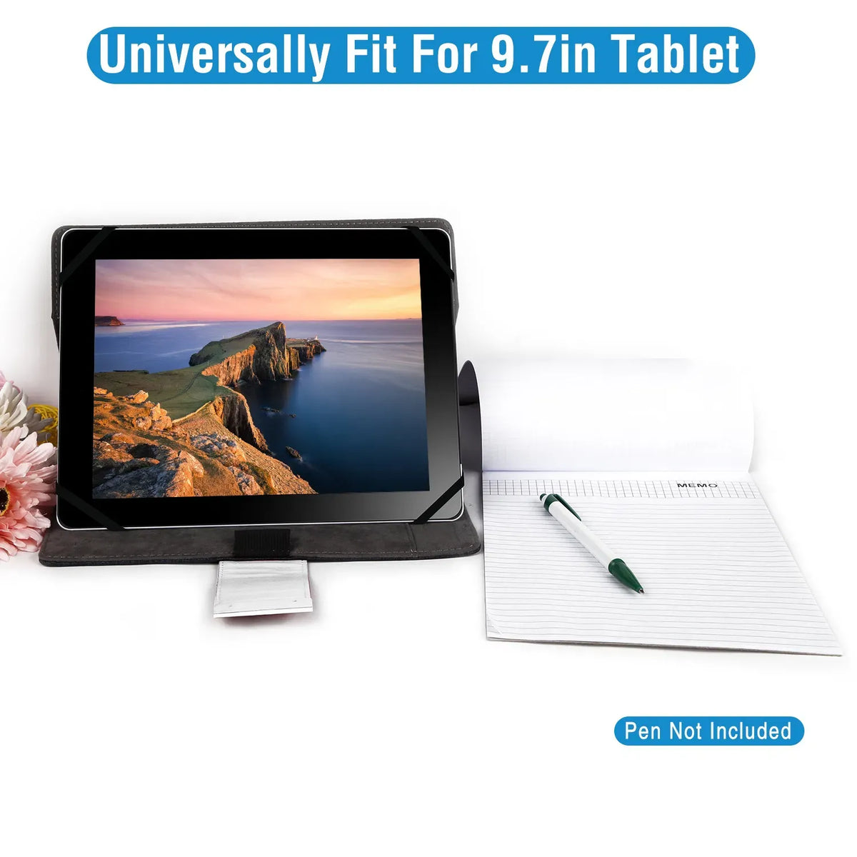 AEELLEEA 3 in 1 9.7 Inch Universal Tablet Case with Notepad, 9.9 x 7.95 x 0.45 inch