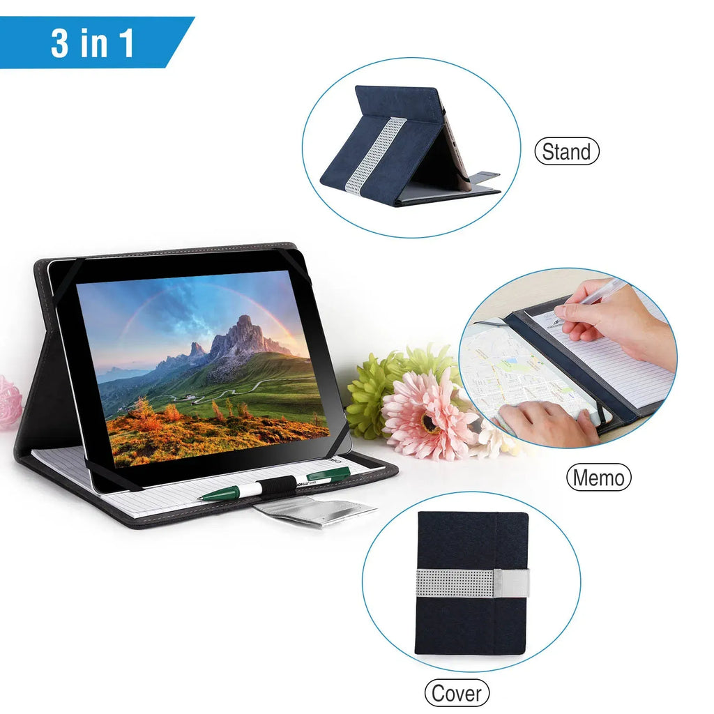 AEELLEEA 3 in 1 9.7 Inch Universal Tablet Case with Notepad, 9.9 x 7.95 x 0.45 inch