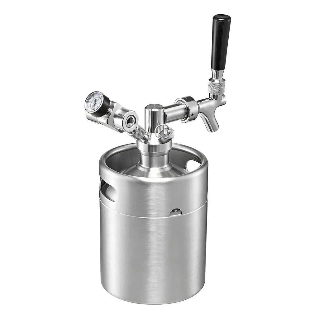 AEELLEEA 64Oz Stainless Steel Mini Keg Beer Dispenser, Portable Homebrew Draft Beer Growler with CO2 Regulator for Home Camping Party