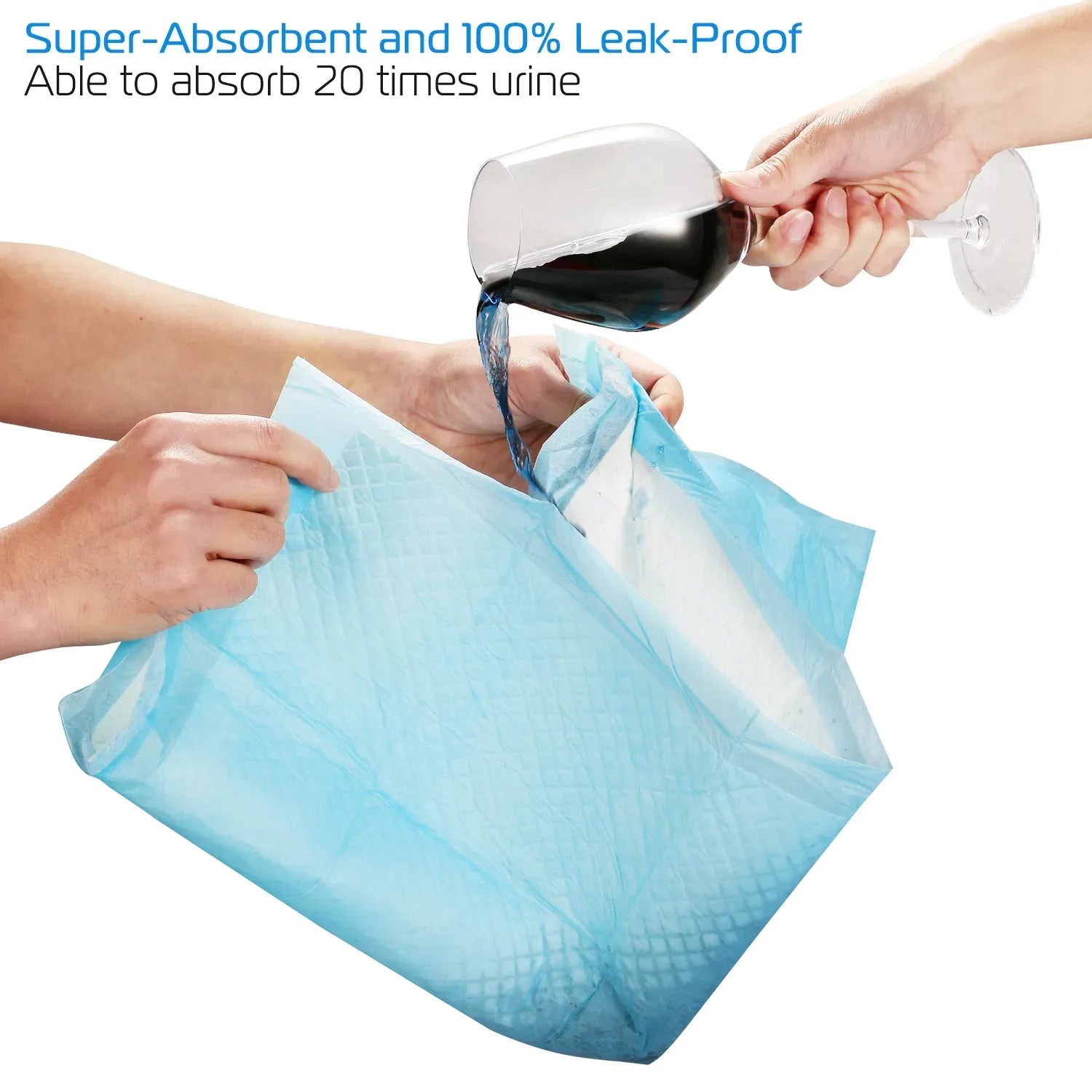 These super-absorbent 24x18-inch training pads lock in 20x their weight in urine for 24 hours. The 5-layer design is leak-proof, and the soft, non-toxic fabric is gentle on paws. 50-count pack — toss-and-go cleanup for dogs, puppies, and cats.