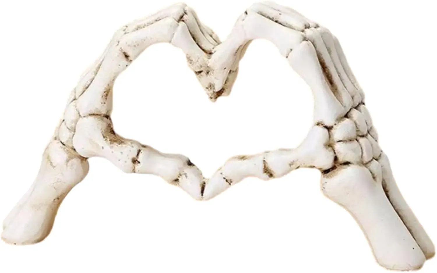 Skeleton Hand Decor, Heart Hands Figurine, Gothic Halloween Tabletop Sculpture for Shelf, Desk or Mantel, White