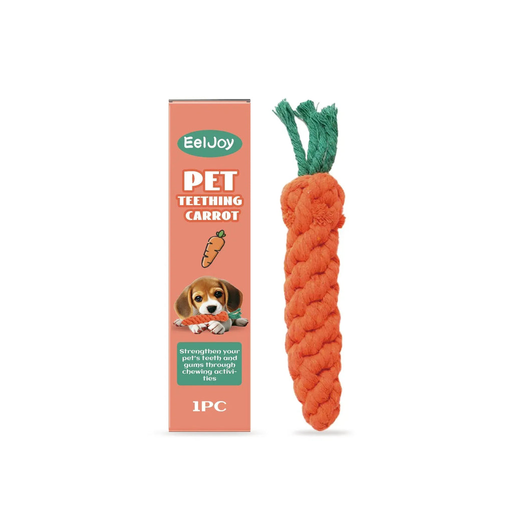 Carrot Dog Rope Toy, Durable Cotton Knit Pet Teething Chew Toy, Interactive Tug Toy for Puppies Small Medium Dogs, Relieves Teething Discomfort