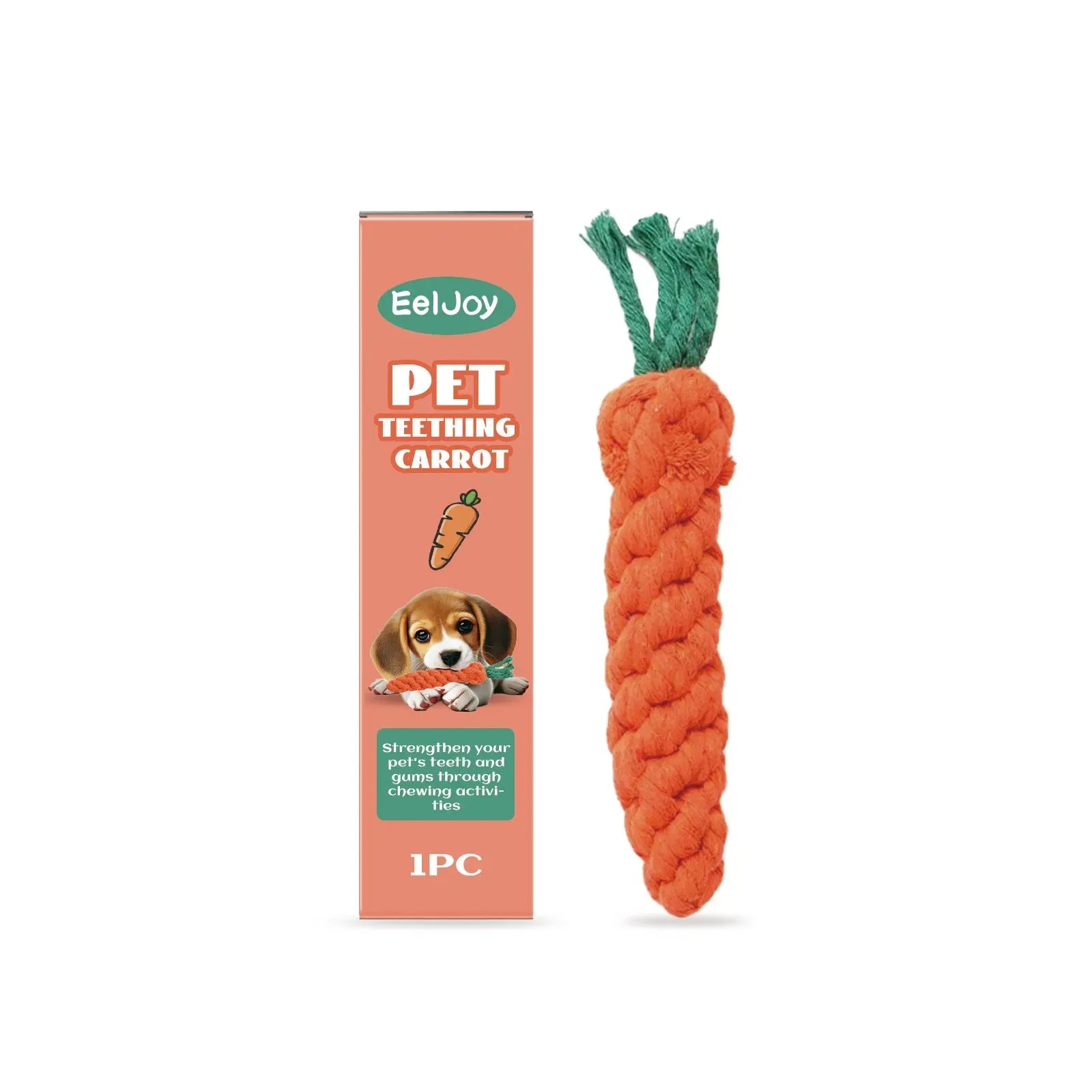 Carrot Dog Rope Toy, Durable Cotton Knit Pet Teething Chew Toy, Interactive Tug Toy for Puppies Small Medium Dogs, Relieves Teething Discomfort