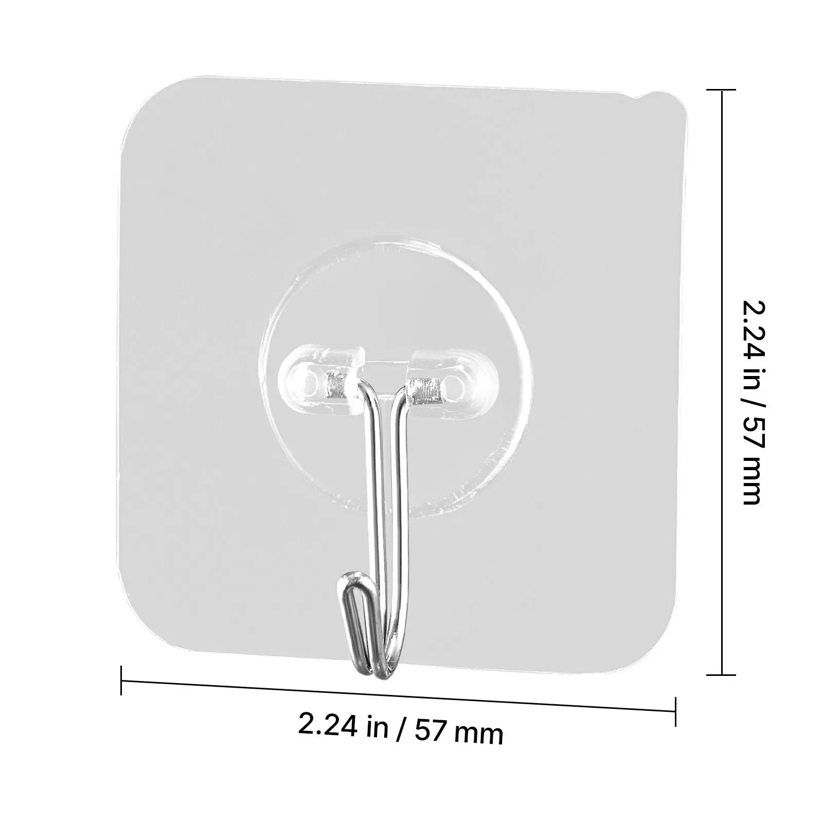 Waterproof stainless steel adhesive hooks with 15lbs heavy load, no drill, residue-free, multi-scene smooth surface use.