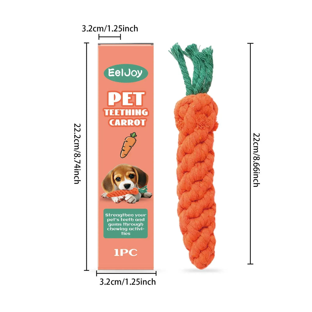 Carrot Dog Rope Toy, Durable Cotton Knit Pet Teething Chew Toy, Interactive Tug Toy for Puppies Small Medium Dogs, Relieves Teething Discomfort