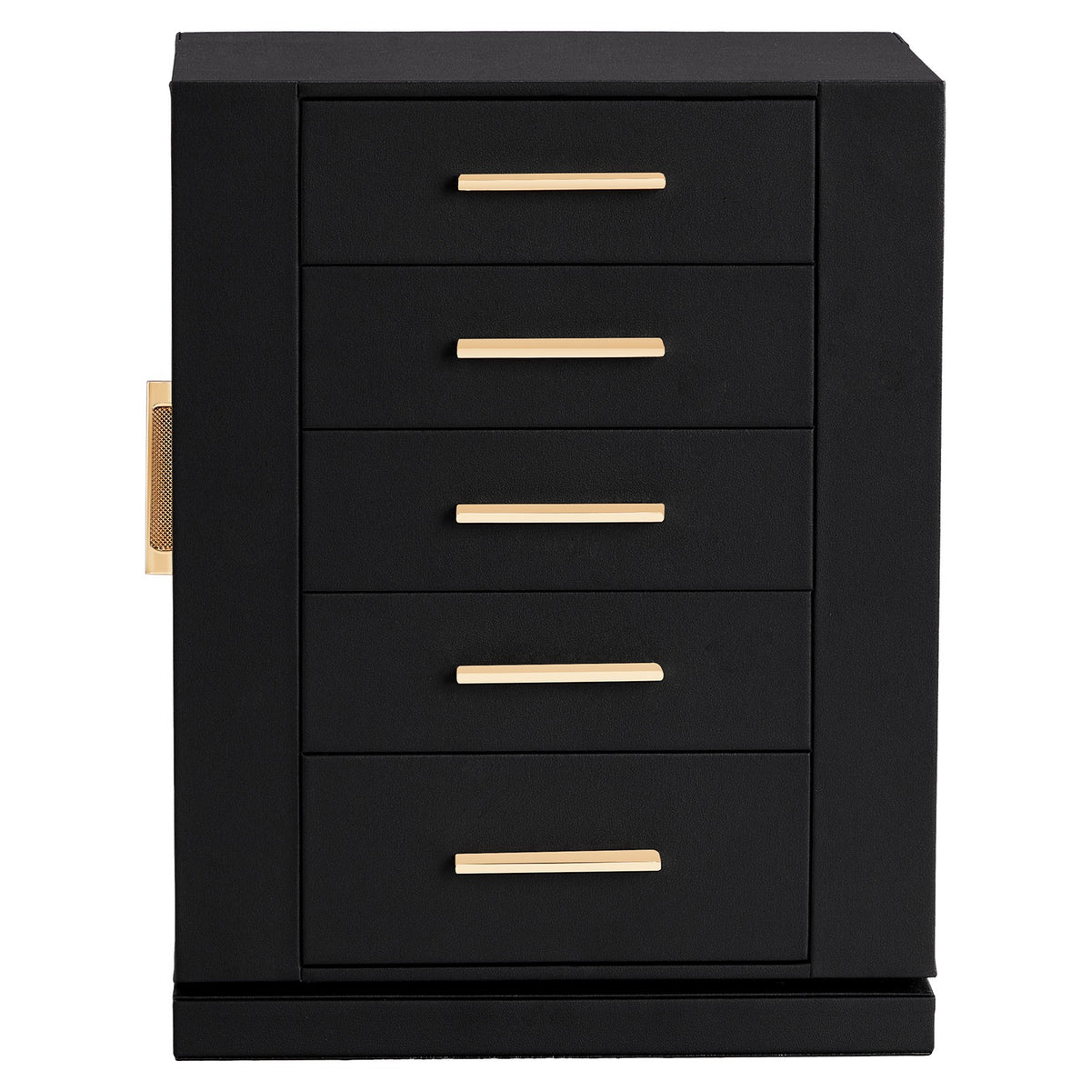 AEELLEEA 360° Rotating Jewelry Box Organizer with 5 Drawers, Velvet-Lined Jewelry Cabinet for Rings, Earrings & Necklaces, Black