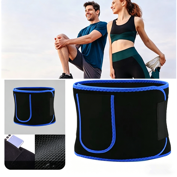 Waist Trimmer Belt for Men/Women, Neoprene Sweat Waist Trainer with Phone Pocket, Back Support Stomach Fat Burner for Gym Running Yoga