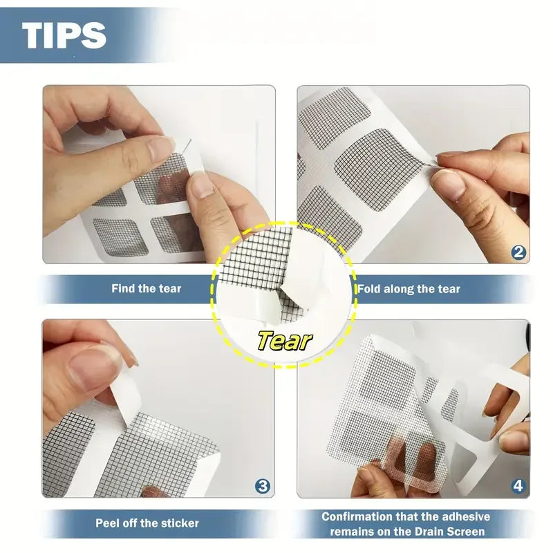 50Pcs Disposable Floor Drain Filter Stickers, Strong‑Adhesive Mesh Hair Catcher, Anti‑Clog Drain Screen for Bathroom Bathtub Sink Drainage
