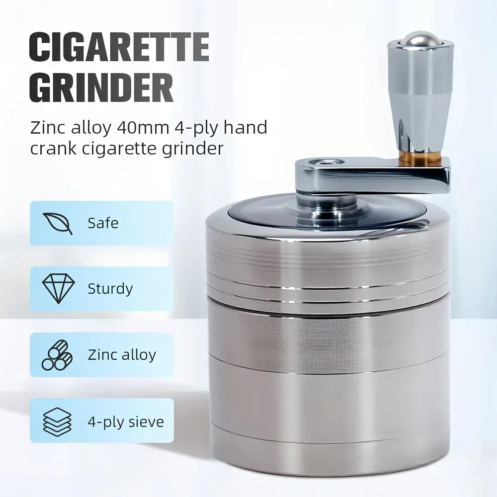 Zinc Alloy Manual Spice Grinder with Hand Crank, 4-Layer Herb Pepper Grinder, Portable Coffee Nut Crusher for Kitchen
