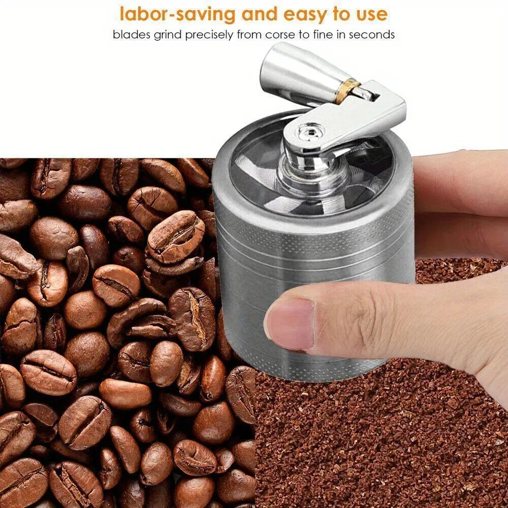 Zinc Alloy Manual Spice Grinder with Hand Crank, 4-Layer Herb Pepper Grinder, Portable Coffee Nut Crusher for Kitchen